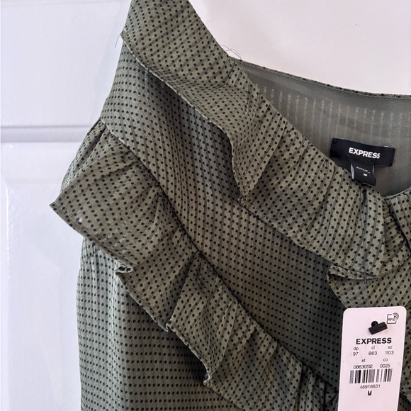 Express Olive Polka Dot Ruffle Camisole - Size M - NWT - Picture 5 of 6